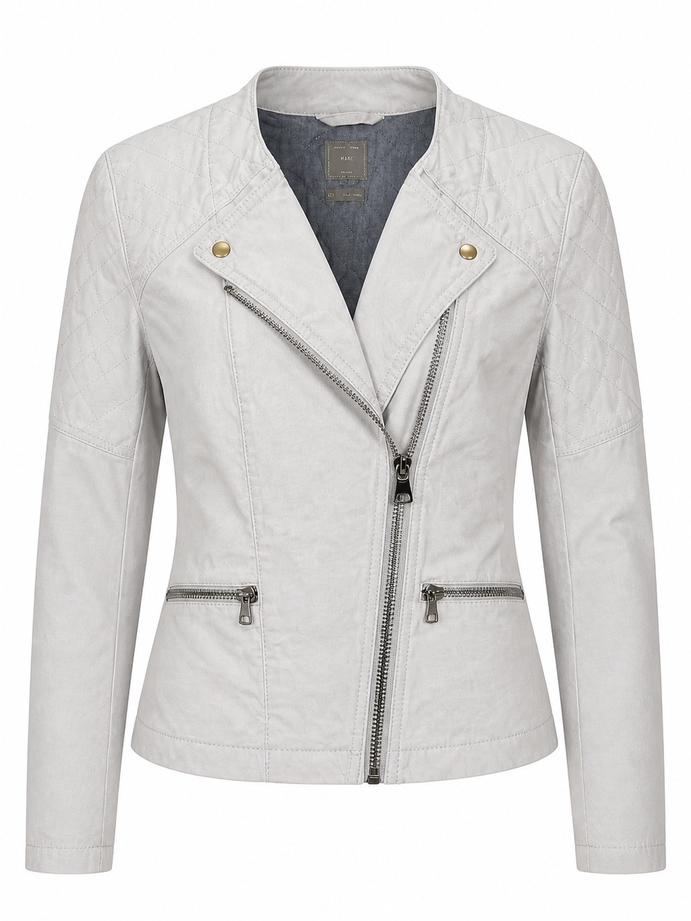 Gap Quilted Moto Jacket Light Gray Stone Zip Front